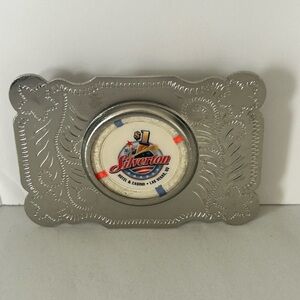 Silverton  Silver Western-Style Belt Buckle with Casino Chip Accent